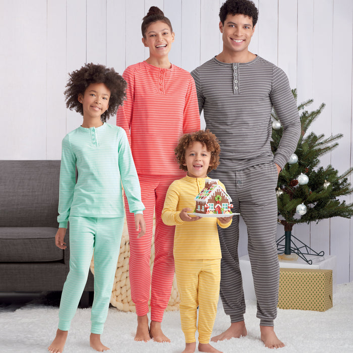 S9455 Misses', Men's and Children's Knit Pants and Top. Size: XS-L/XS-XL