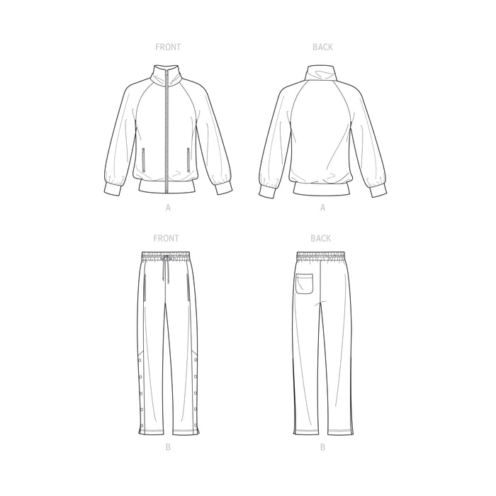 S9458 Men's Knit Jacket and Pants. Size: XS-XL (30-48)
