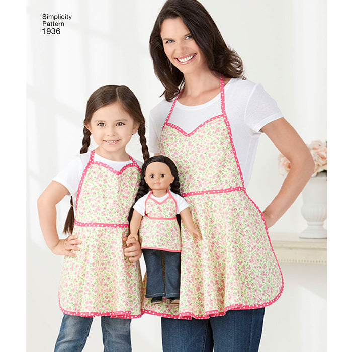 1936 Child's & Misses' Aprons. Size: Kid´s S-L (3-8 y) / Adults S-L (36-46)