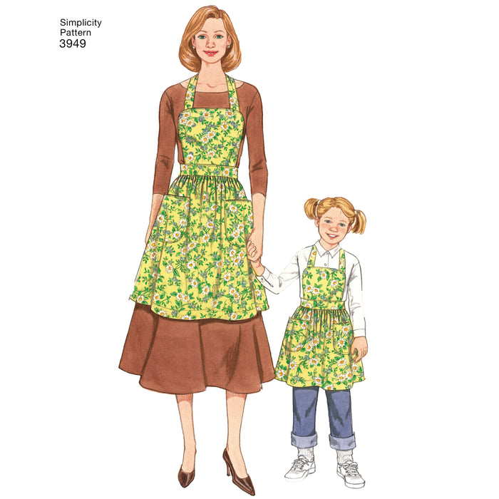 3949 Child's & Misses' Aprons. Size: Kid´s S-L (3-8 y) / Adults S-L / (36-46)