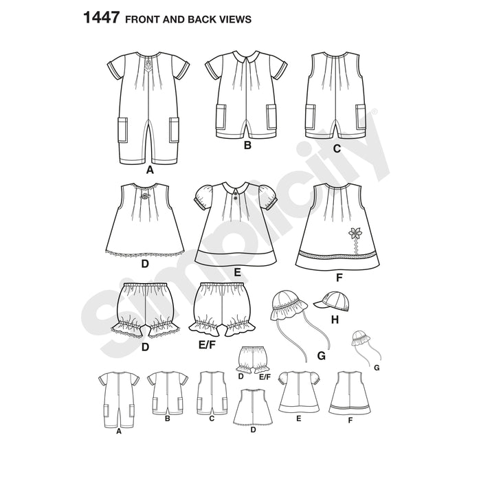 1447 Babies' Romper, Dress, Top, Panties & Hats. Size: XXS-L (0-18 m)