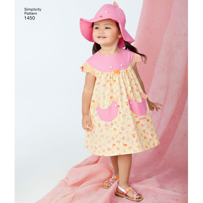 1450 Toddlers' Dress, Top, Panties and Hat. Size: 6 m-4 y
