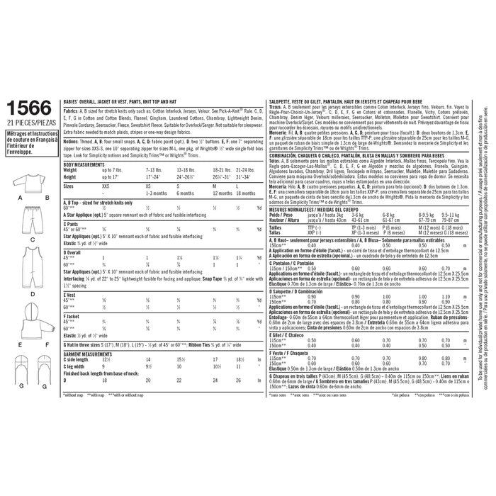 1566 Babies' Separates. Size: XXS-L (0-18 m)