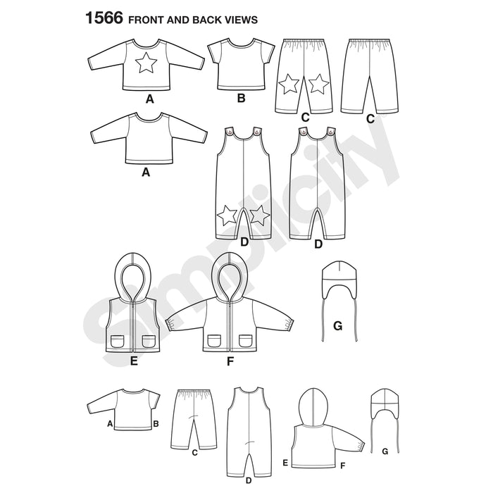1566 Babies' Separates. Size: XXS-L (0-18 m)