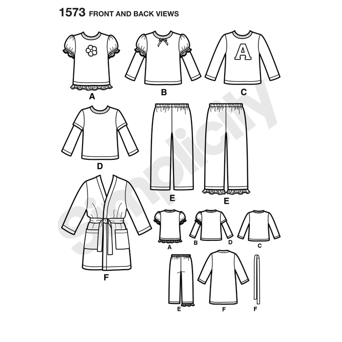 1573 Toddlers' and Child's Loungewear. Size: 6 m-8 y