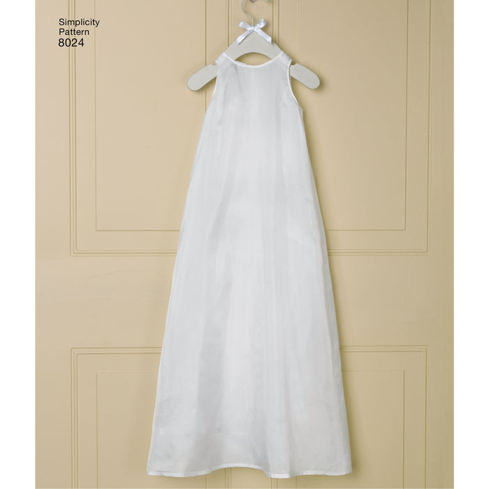 8024 Babies' Christening Sets with Bonnets. Size: XXS-M (0-12 m)