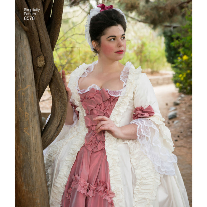 8578 Misses' 18th Century Gown. Size: 30-48