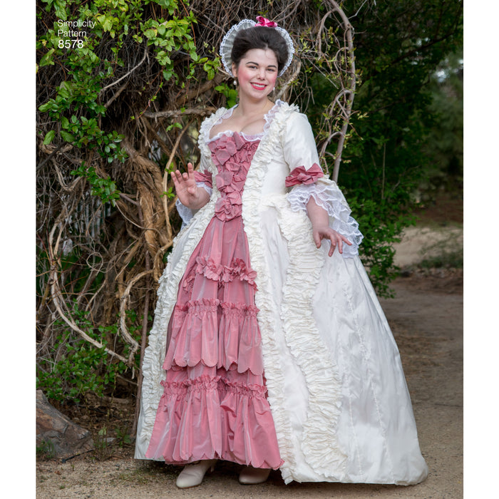 8578 Misses' 18th Century Gown. Size: 30-48