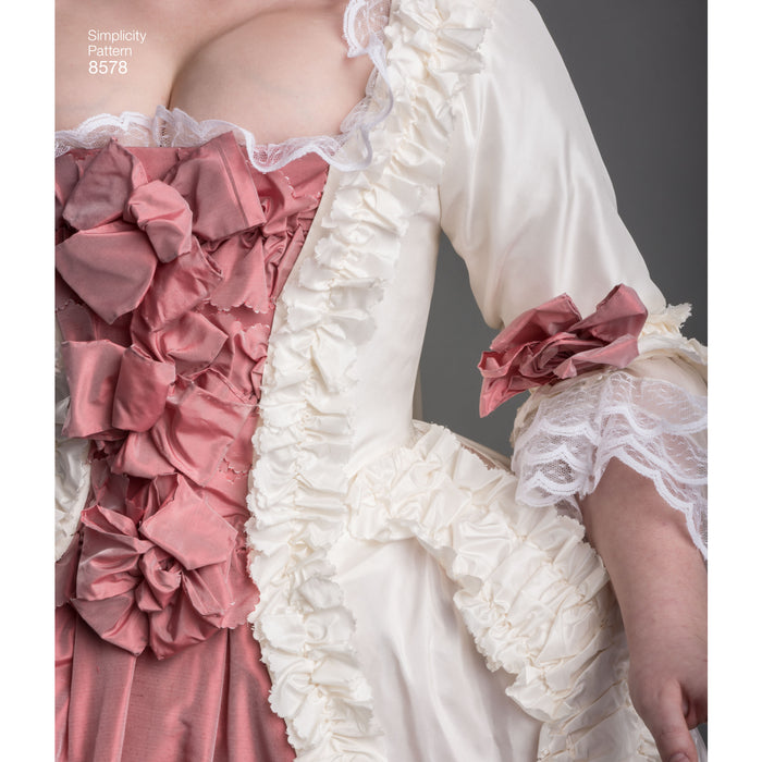 8578 Misses' 18th Century Gown. Size: 30-48