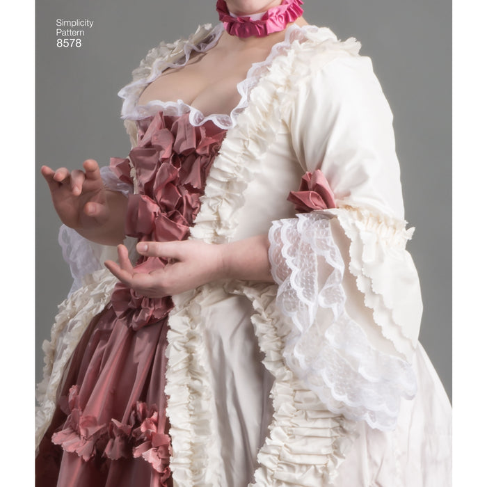 8578 Misses' 18th Century Gown. Size: 30-48