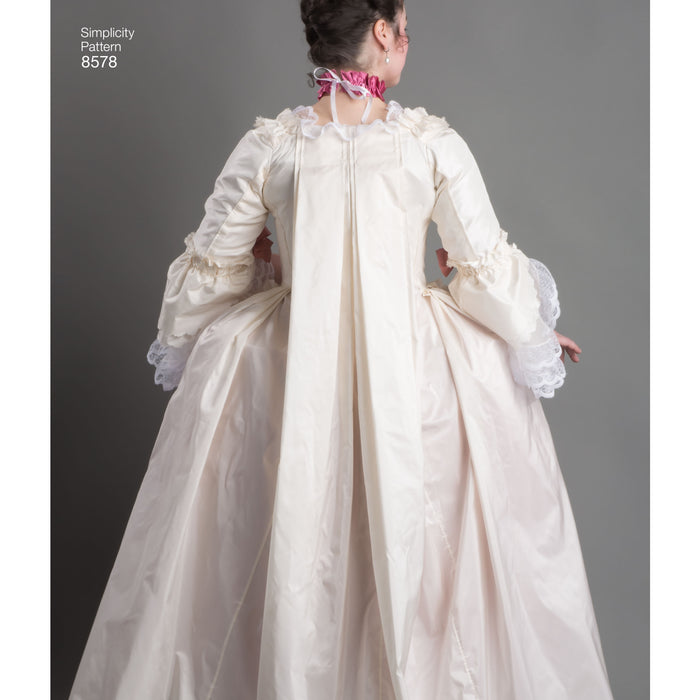 8578 Misses' 18th Century Gown. Size: 30-48