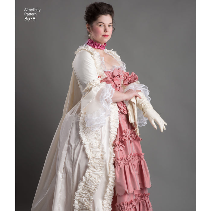 8578 Misses' 18th Century Gown. Size: 30-48