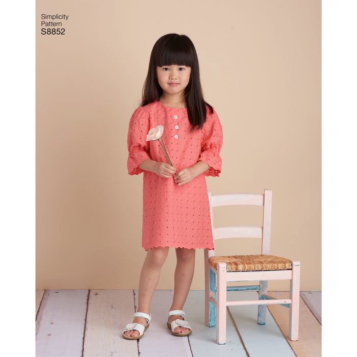 S8852 Children's Dresses and Shirt. Size: 3-8 y