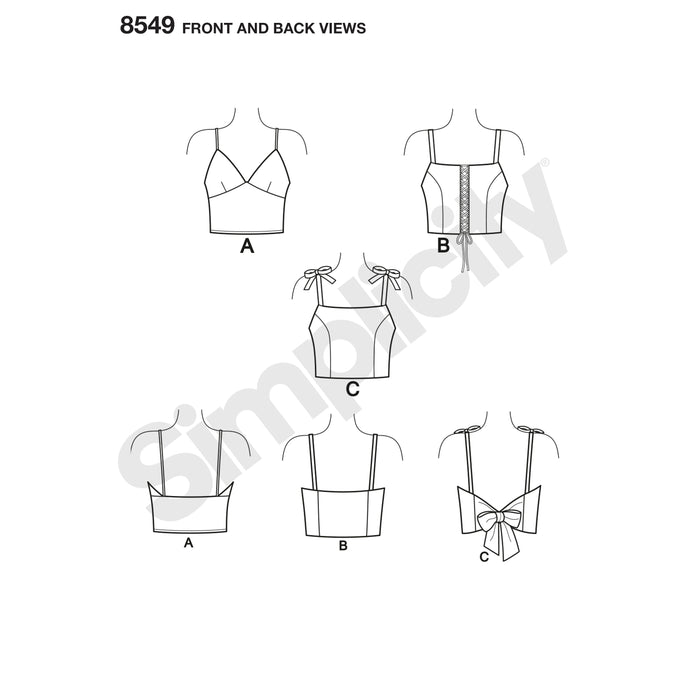 8549 Misses' Bra Tops. Size: XXS-XXL (30-52)