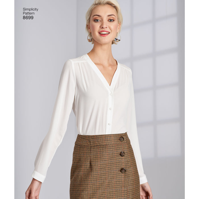8699 Misses' Wrap Skirts with Length Variations. Size: 32-48