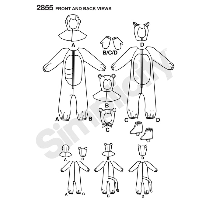 2855 Child, Boy & Girl Animal Costumes. Size: XS-L (3-16 y)