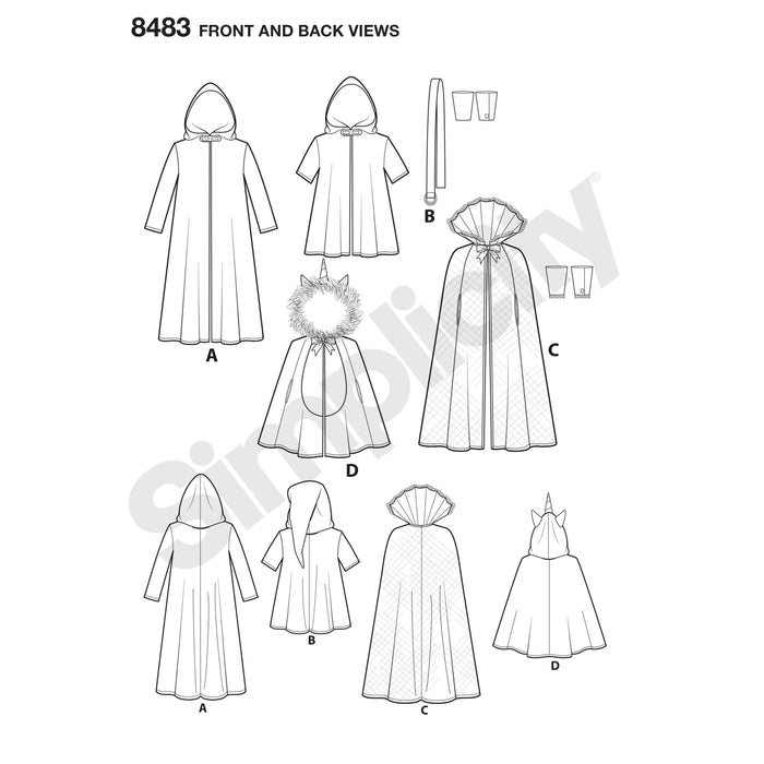 8483 Child's Cape Costumes. Size: S-L (3-8 y)
