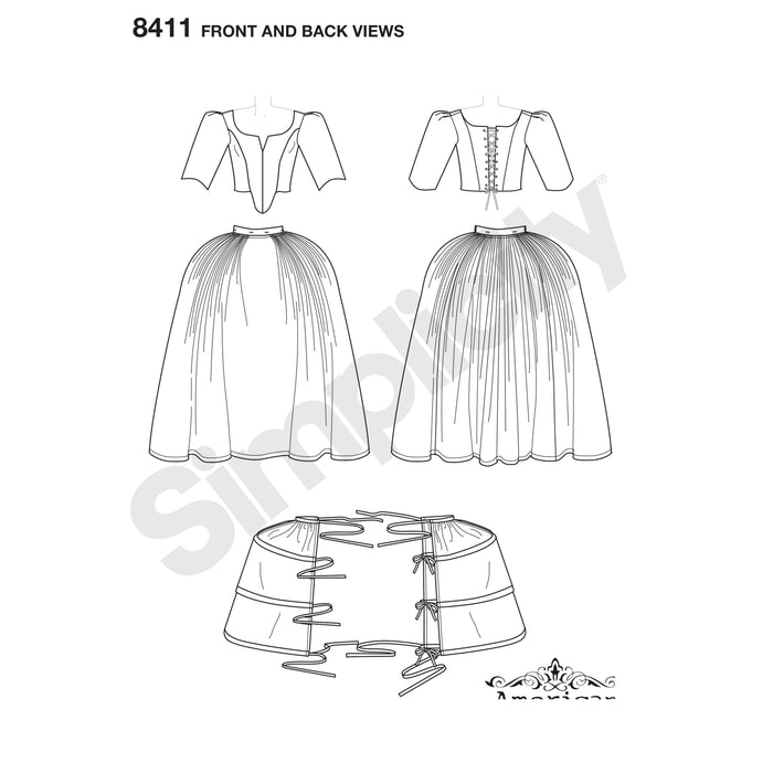 8411 Misses' 18th Century Costume. Size: 32-48