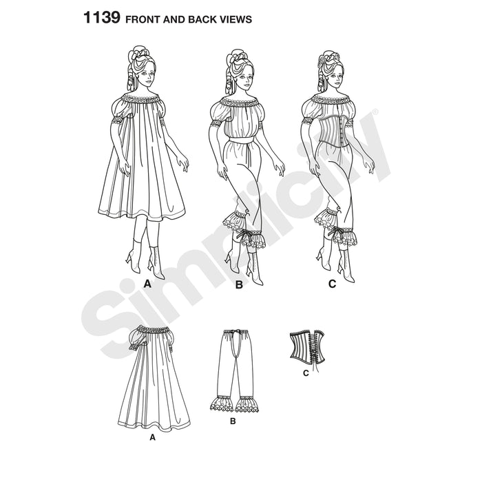 1139 Misses' Civil War Undergarments. Size: 32-46