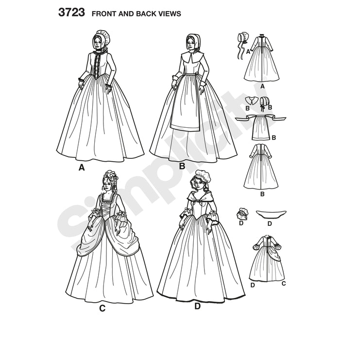 3723 Misses' Costume Dresses. Size: 32-48