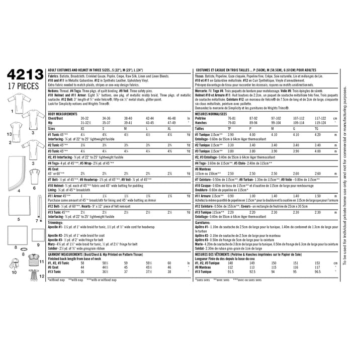 4213 Adult Costumes. Size: XS-XL