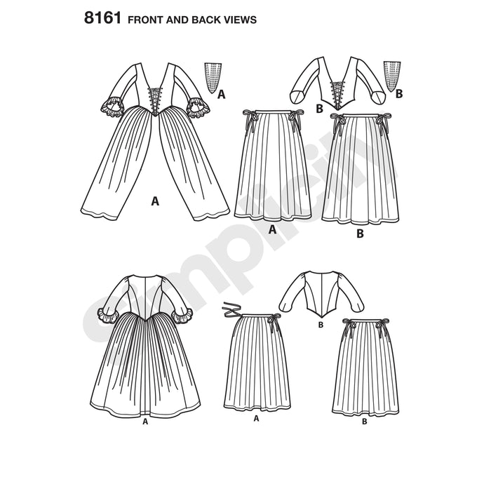 8161 Misses' 18th Century Costumes. Size: 32-48