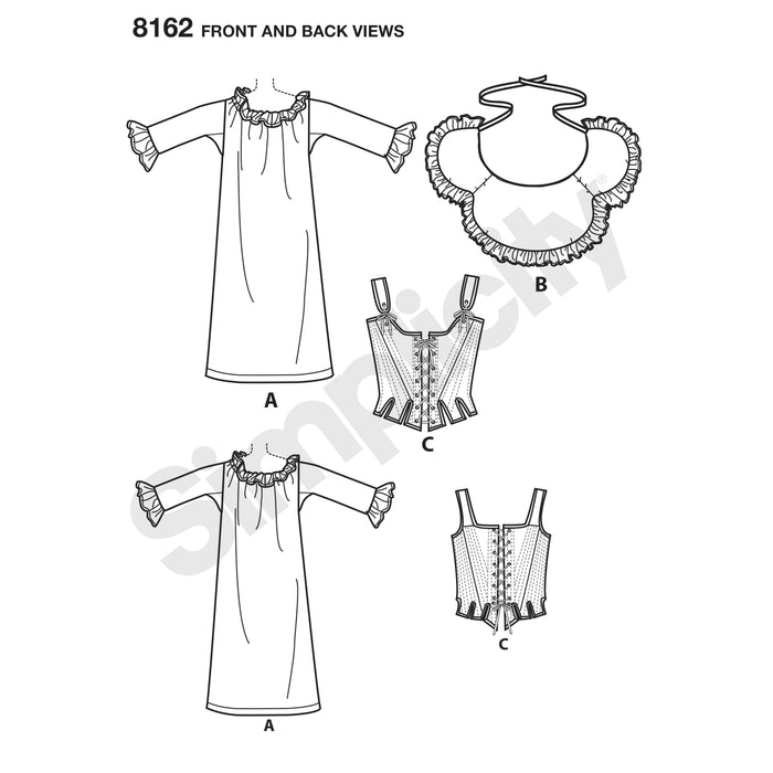 8162 Misses' 18th Century Undergarments. Size: 32-48