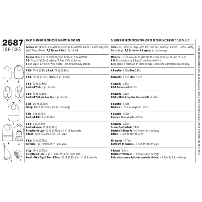2687 Crafts: Clothing Protectors. Size: One Size
