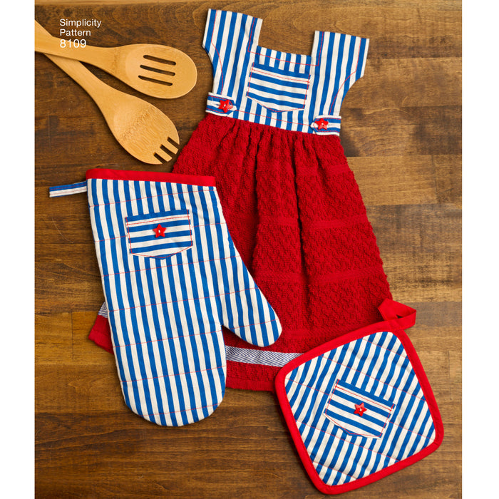 8109 Towel Dresses, Pot Holders and Oven Mitts. Size: One size
