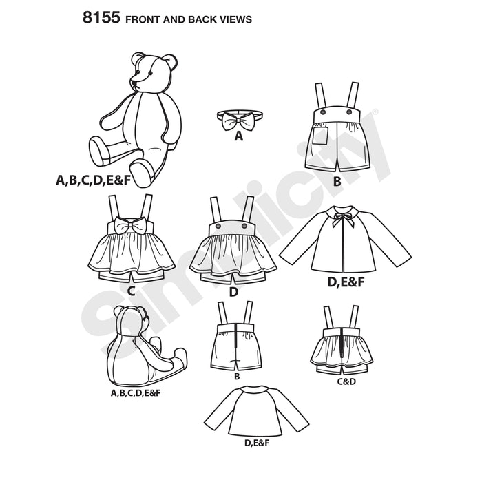 8155 Stuffed Bears with Clothes. Size: One Size