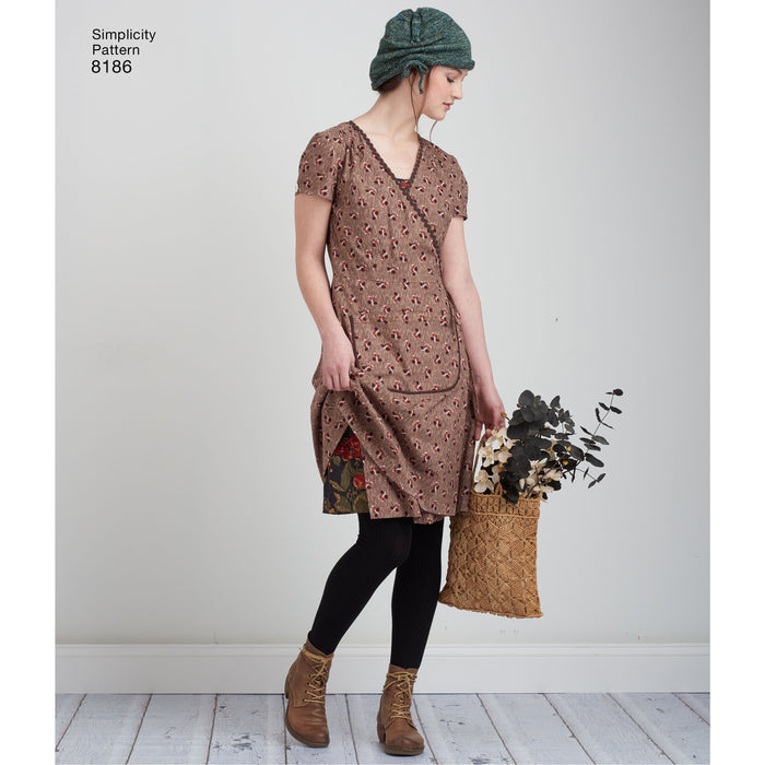8186 Misses' Dottie Angel Frock Wrap and Slip Dress. Size: 30-46