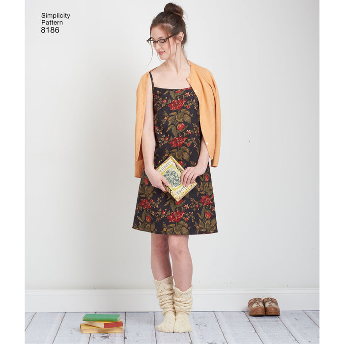8186 Misses' Dottie Angel Frock Wrap and Slip Dress. Size: 30-46