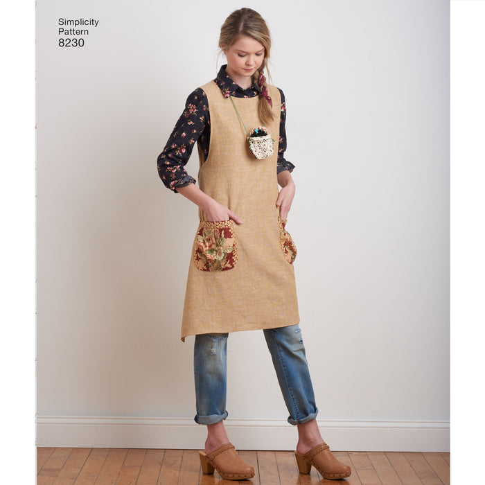 8230 Misses' Dottie Angel Reversible Apron Dress and Tabard. Size: XS-XL (32-50)
