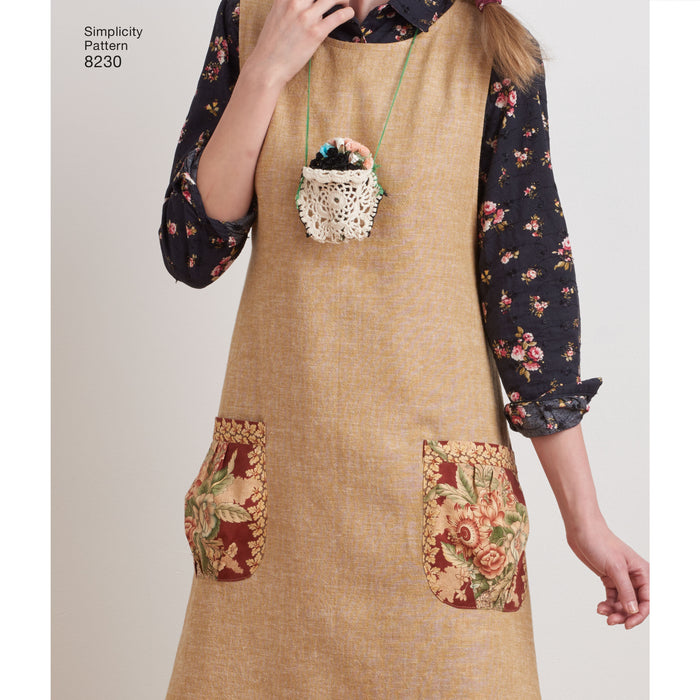 8230 Misses' Dottie Angel Reversible Apron Dress and Tabard. Size: XS-XL (32-50)