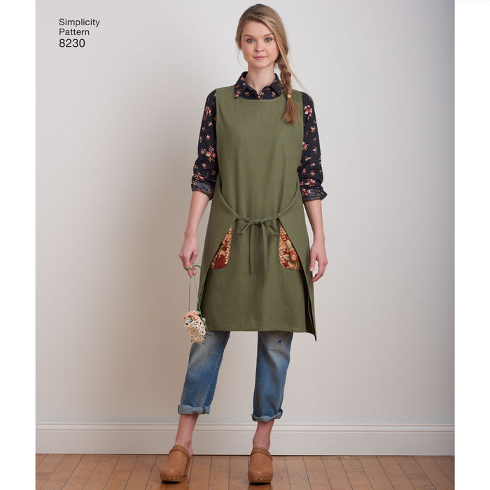 8230 Misses' Dottie Angel Reversible Apron Dress and Tabard. Size: XS-XL (32-50)