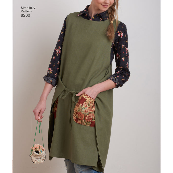 8230 Misses' Dottie Angel Reversible Apron Dress and Tabard. Size: XS-XL (32-50)