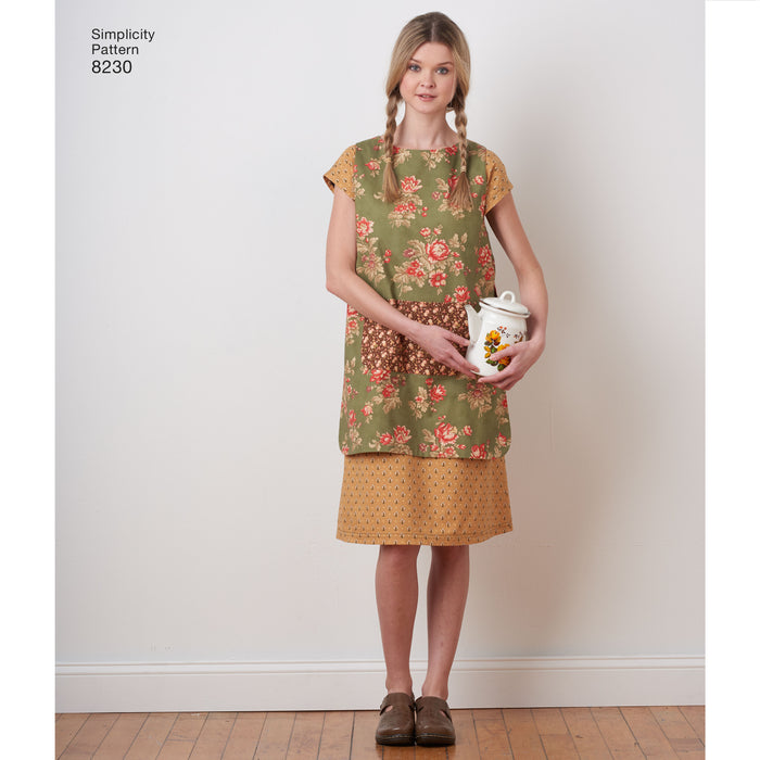 8230 Misses' Dottie Angel Reversible Apron Dress and Tabard. Size: XS-XL (32-50)