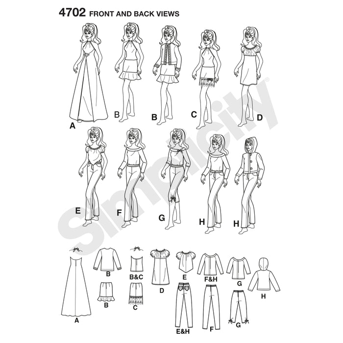 4702 for 11-1/2" Doll Clothes. Size: One Size