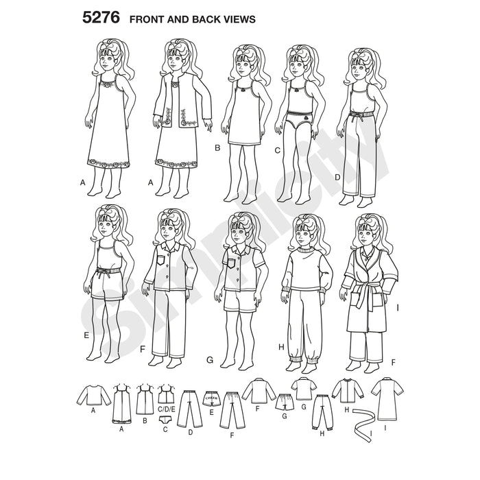 5276 for 18" Doll Clothes. Size: One Size