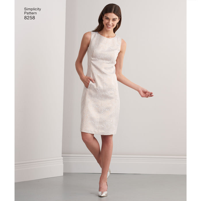 8258 Misses' and Plus Size Amazing Fit Dress. Size: 36-54