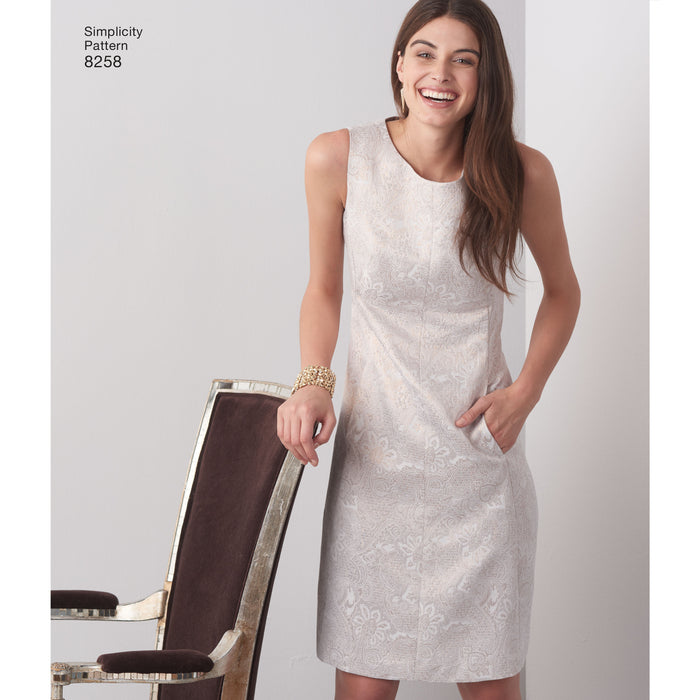 8258 Misses' and Plus Size Amazing Fit Dress. Size: 36-54