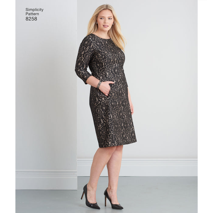 8258 Misses' and Plus Size Amazing Fit Dress. Size: 36-54
