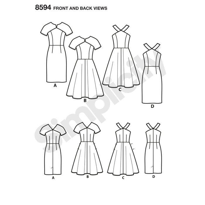 8594 Misses' and Petites' Dresses. Size: 32-48