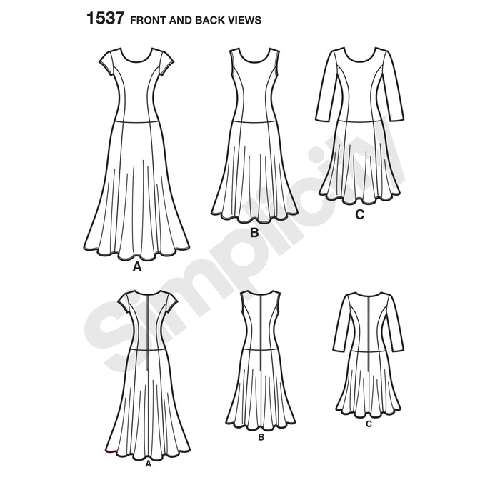 1537 Misses' and Plus Size Amazing Fit Dress. Size: 36-54