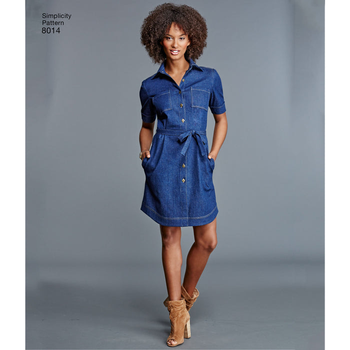 8014 Misses' Shirt Dress. Size: 32-50