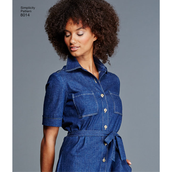 8014 Misses' Shirt Dress. Size: 32-50