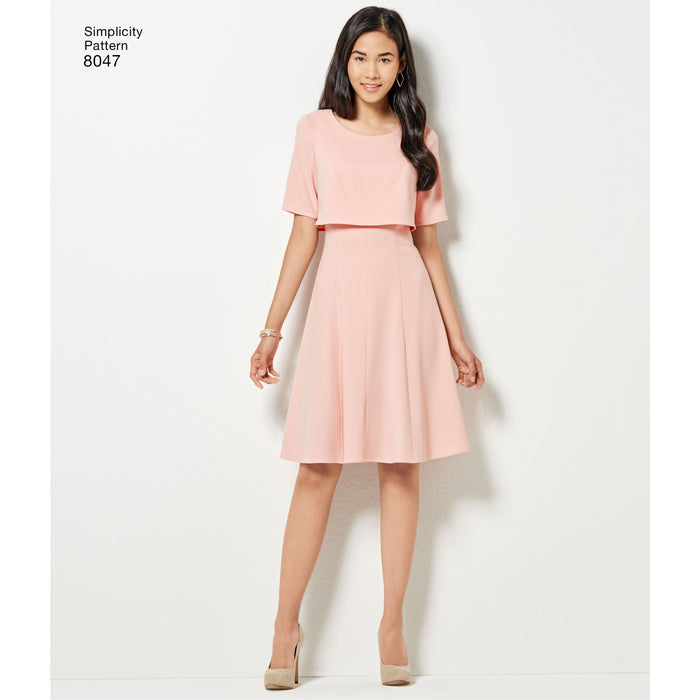 8047 Amazing Fit Misses Dress in Slim, Average and Curvy Fit. Size: 32-48