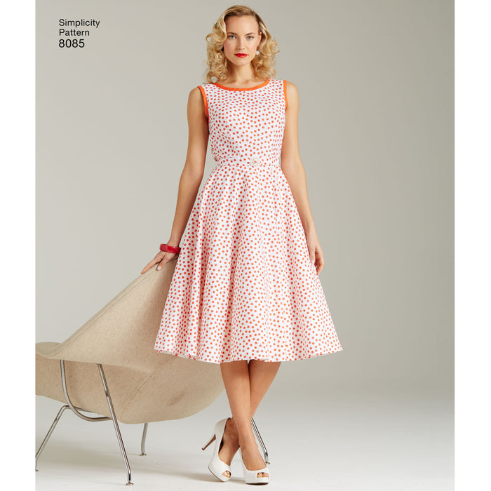 8085 Misses' 1950s Vintage Wrap Dress in Two Lengths. Size: 32-48