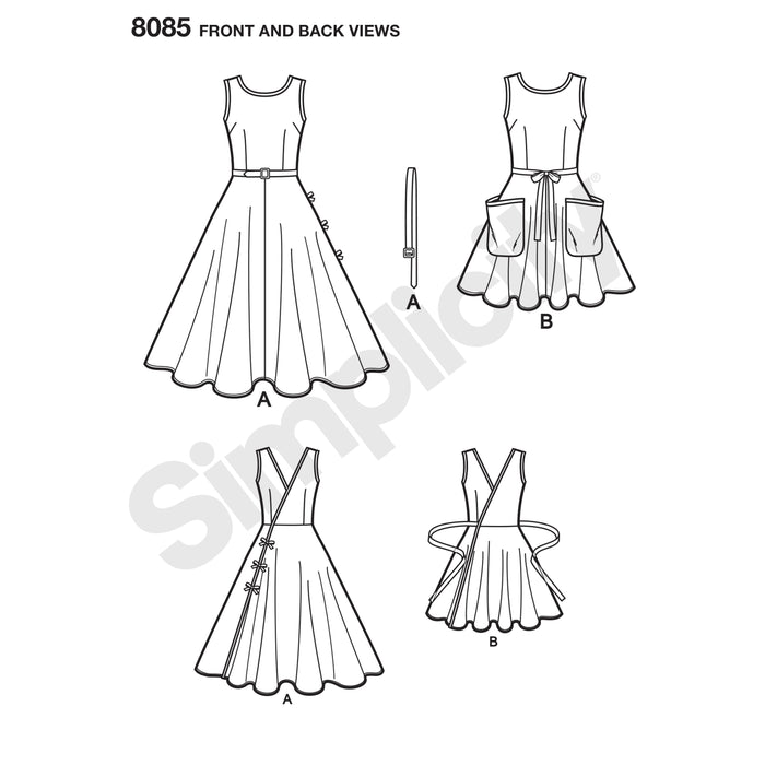 8085 Misses' 1950s Vintage Wrap Dress in Two Lengths. Size: 32-48