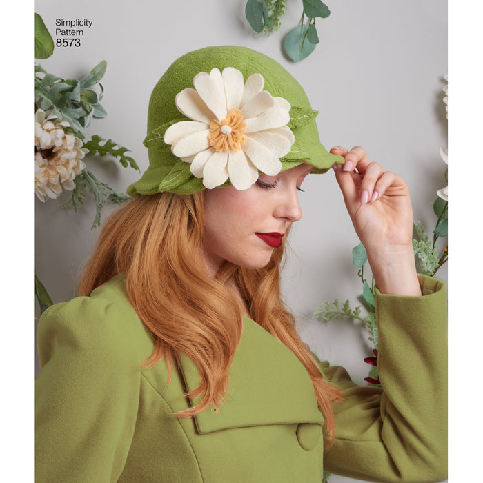 8573 Misses' Flapper Hats in Three Sizes. Size: S-L